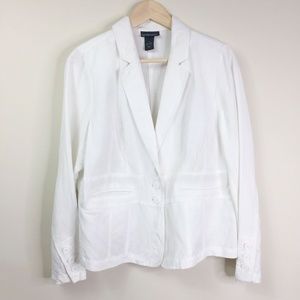 Lane Bryant Sz 14 White Linen Blend Jacket Q
